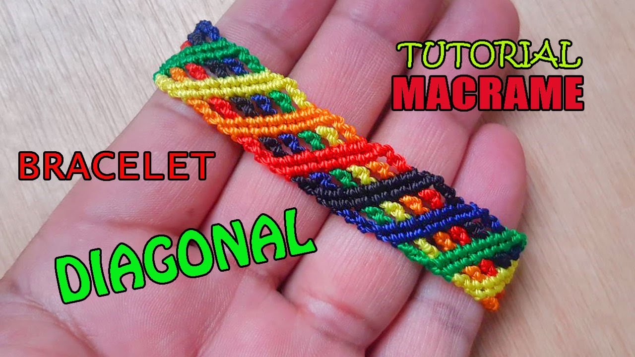 PULSERA DIAGONAL / tutorial Macrame | como hacer pulsera de hilo fácil y rápida para principiantes
