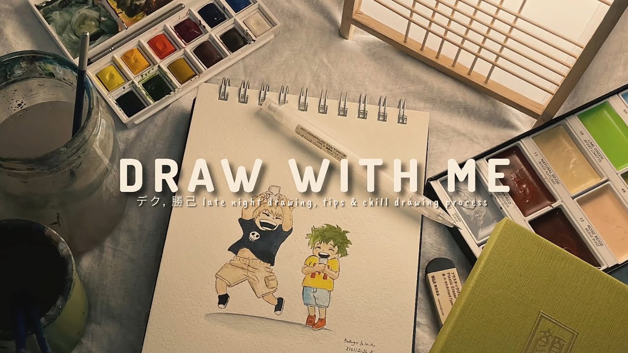draw with me! デク, 勝己 late night drawing, tips & chill drawing process🌸🍵 | drawing with asakimy ep 13
