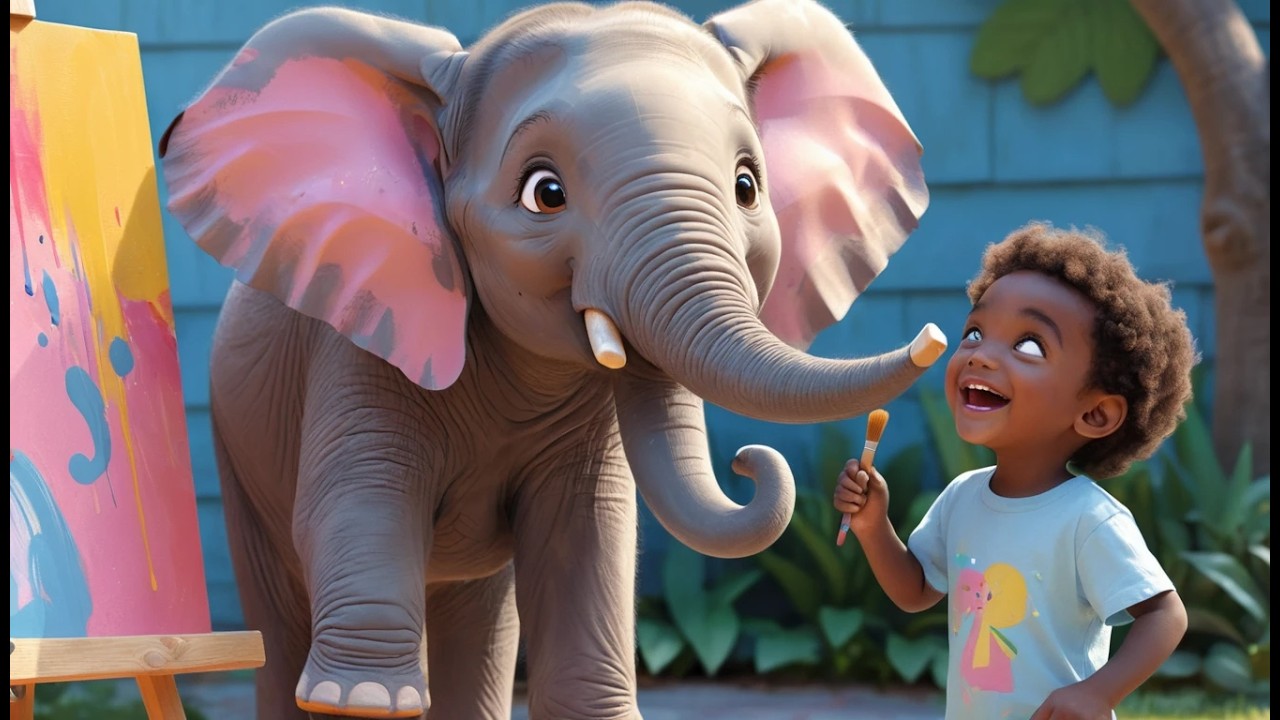 Слон учится рисовать 🐘🎨 | Детские песни и видео для изучения цветов
