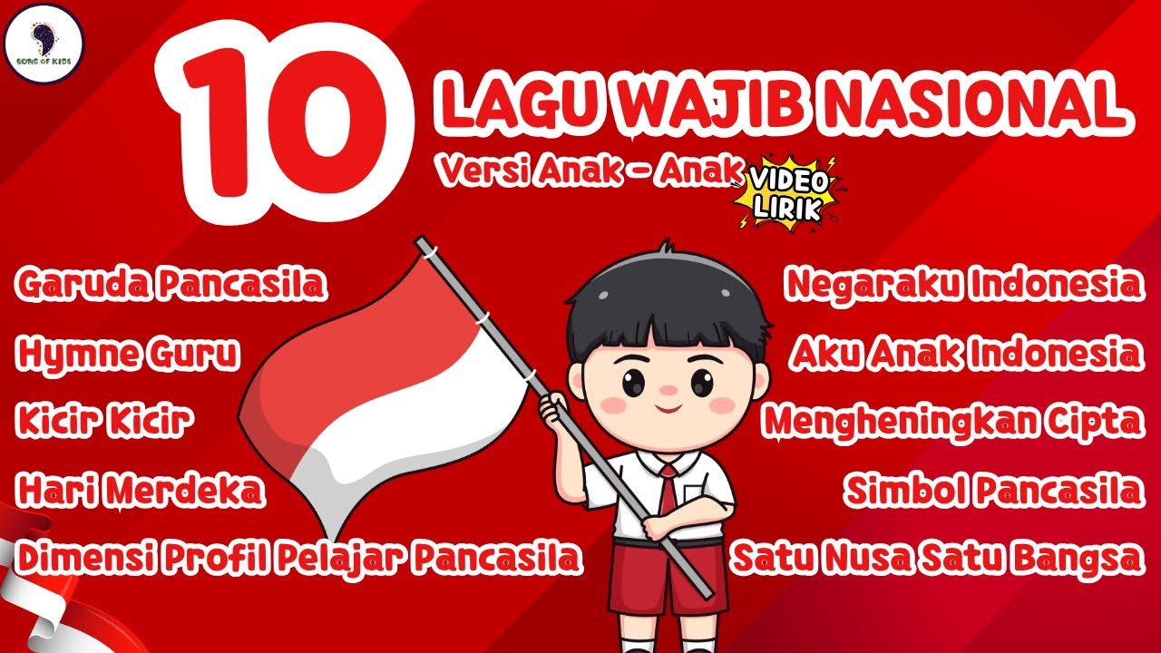 10 Lagu Wajib Nasional Versi Anak - Anak || Lagu Nasional Indonesia (Video Lirik) Song of Kids