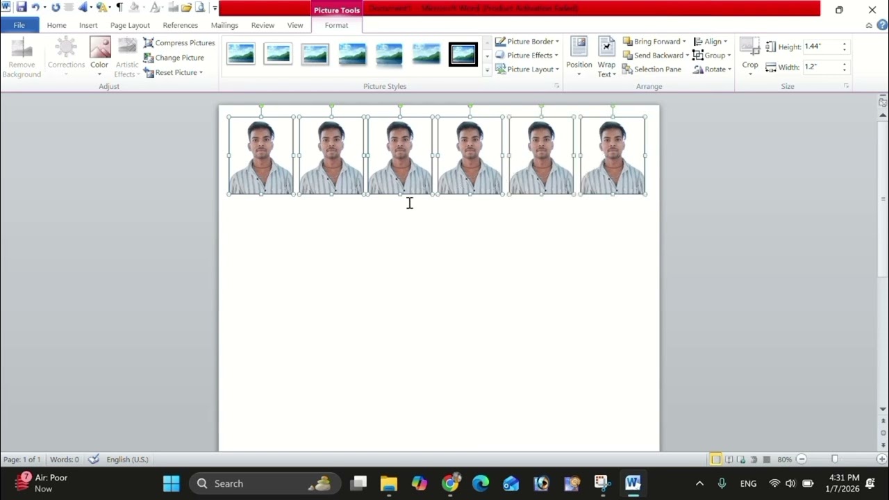 Ms word me passport size photo kese banaye