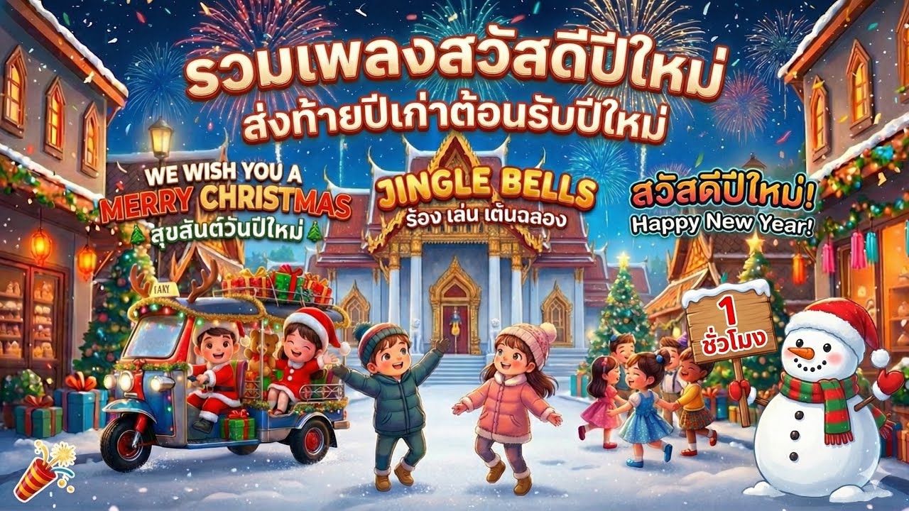 รวมเพลงสวัสดีปีใหม่ 🎉 ส่งท้ายปีเก่าต้อนรับปีใหม่ | เพลงเด็กคริสต์มาส & ปีใหม่ | ฟังยาว 1 ชั่วโมง 