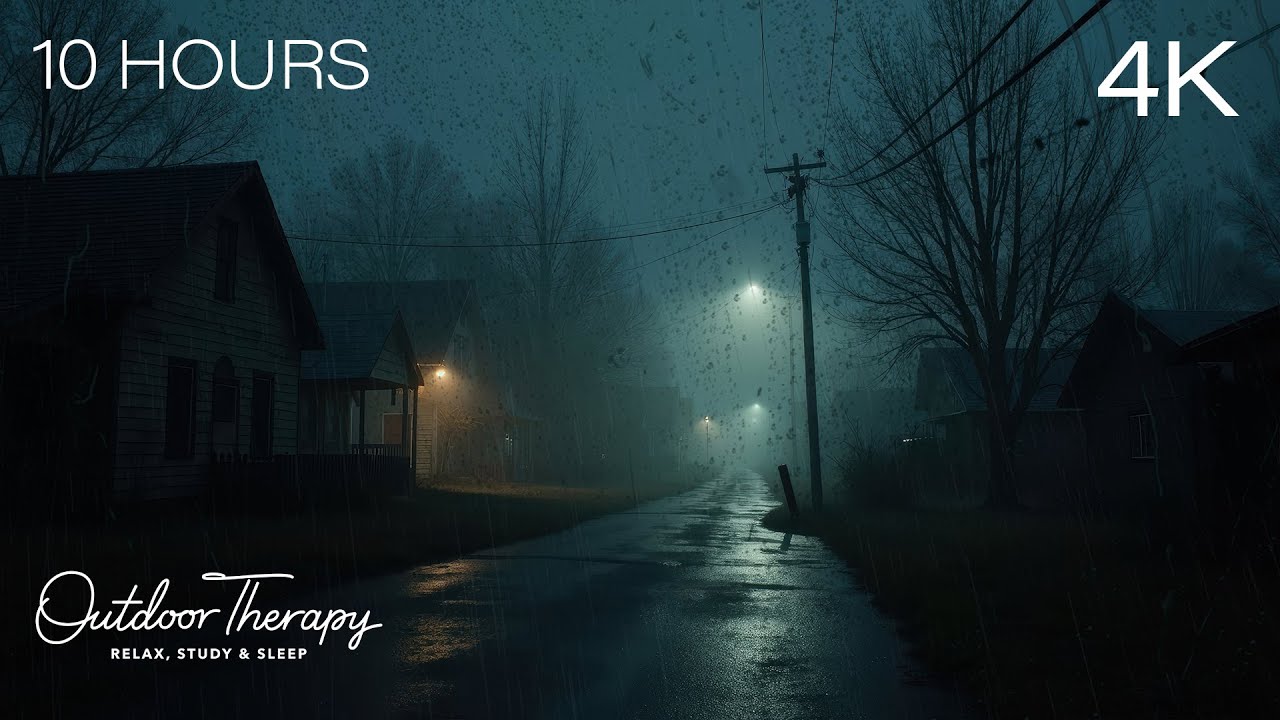 Deep Sleep Thunderstorm | 10 Hours of Rain & Thunder in a Sleepy Town | RELAX | STUDY | SLEEP