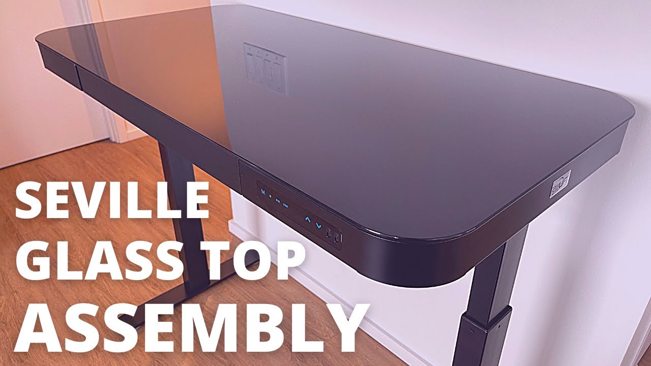 Seville Classics Airlift Electric Height Adjustable Desk Tempered Glass Top Assembly (OFF6873B)