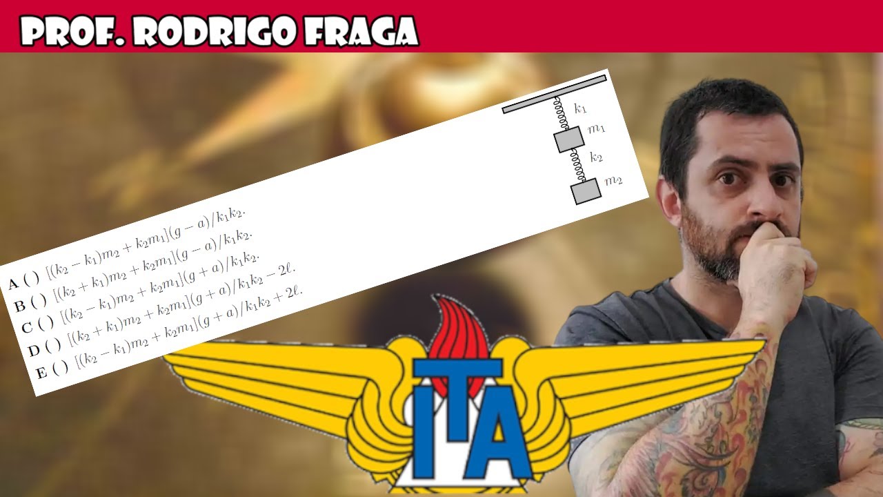 (ITA) Um elevador sobe verticalmente com aceleração constante e igual a a. No seu teto está preso