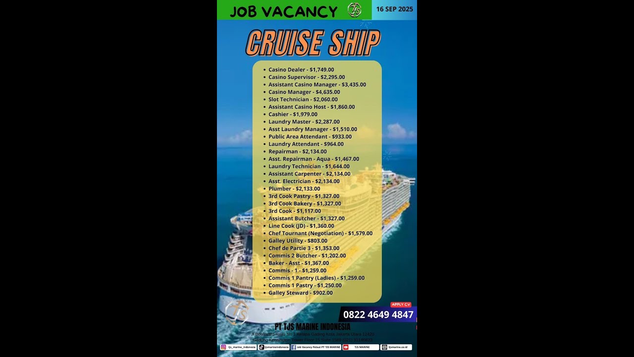 Job Kapal Cruise Terbaru | Walk Interview 29 September!