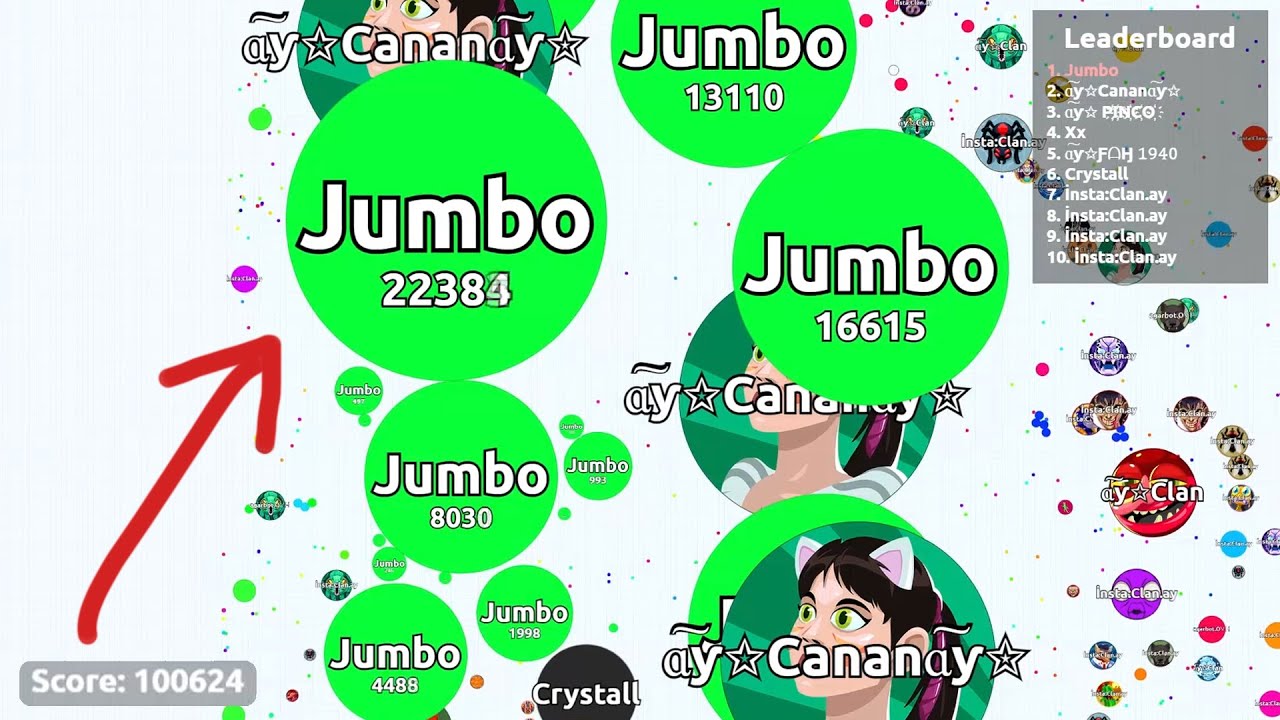 You have to watch this video - 100k score in agario.
