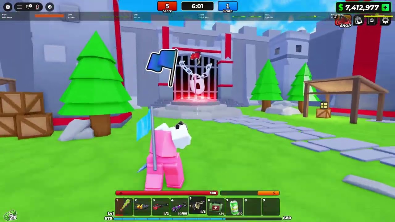 Humbling a kid in 1v1 he was camping!!! Roblox flag wars