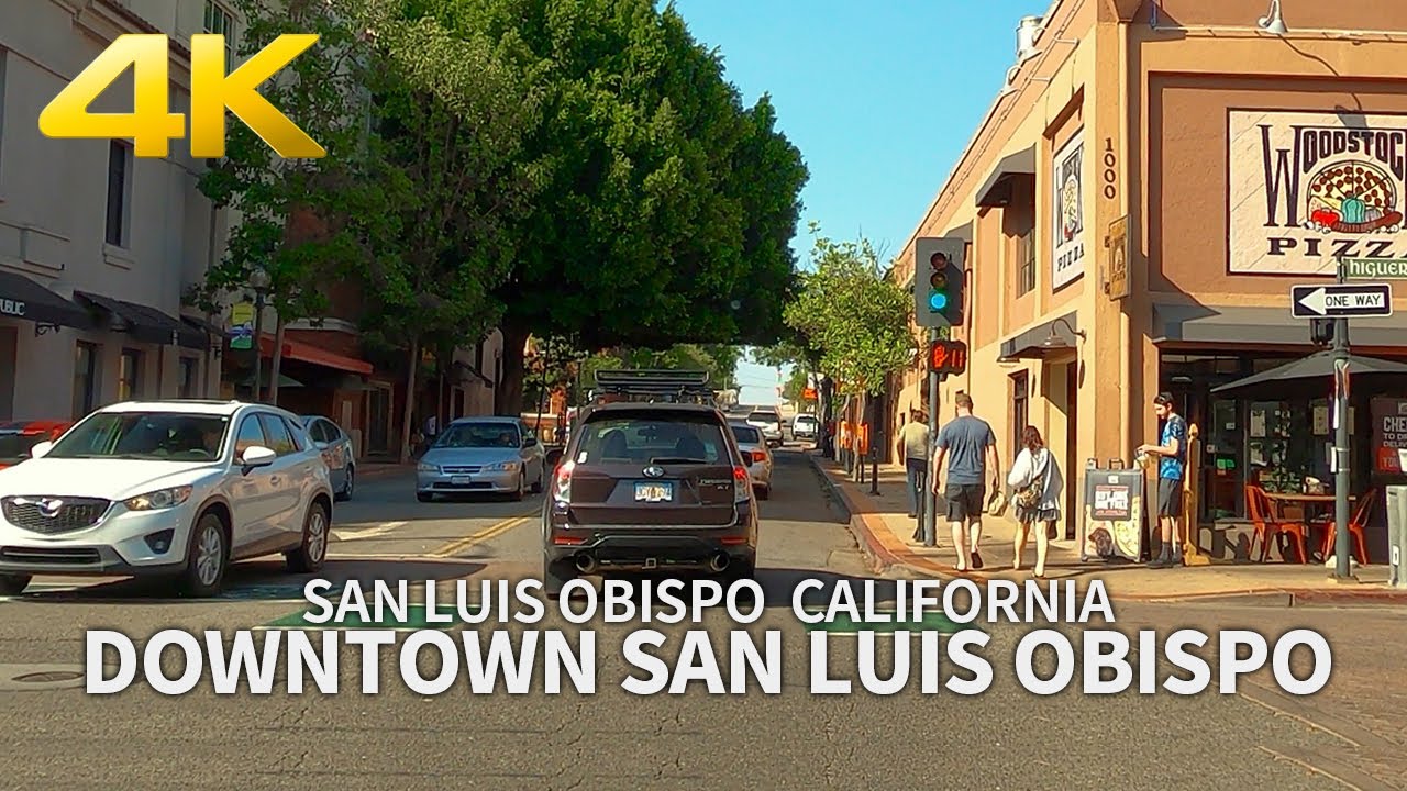 [4K] SAN LUIS OBISPO - Driving Downtown San Luis Obispo, California, USA, Travel, 4K UHD