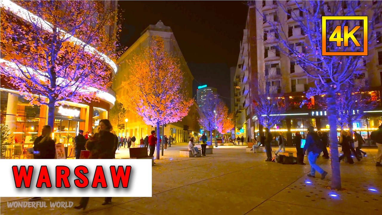 Discover Warsaw Magical Evening Glow – A Night Walk Through the Heart of Poland’s Capital | 4K HDR