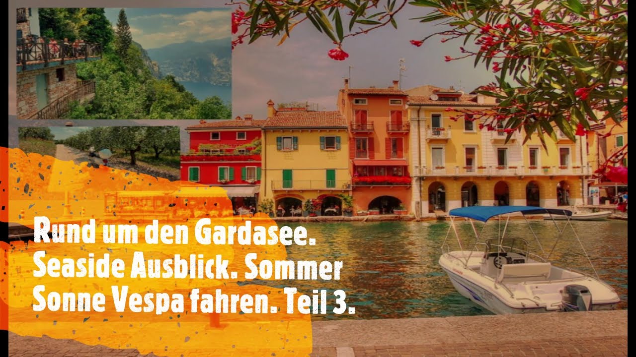 Vespa Gts 300 in Italien. Rund um den Gardasee. Seaside Ausblick. Sommer Sonne Vespa fahren. Teil 3.