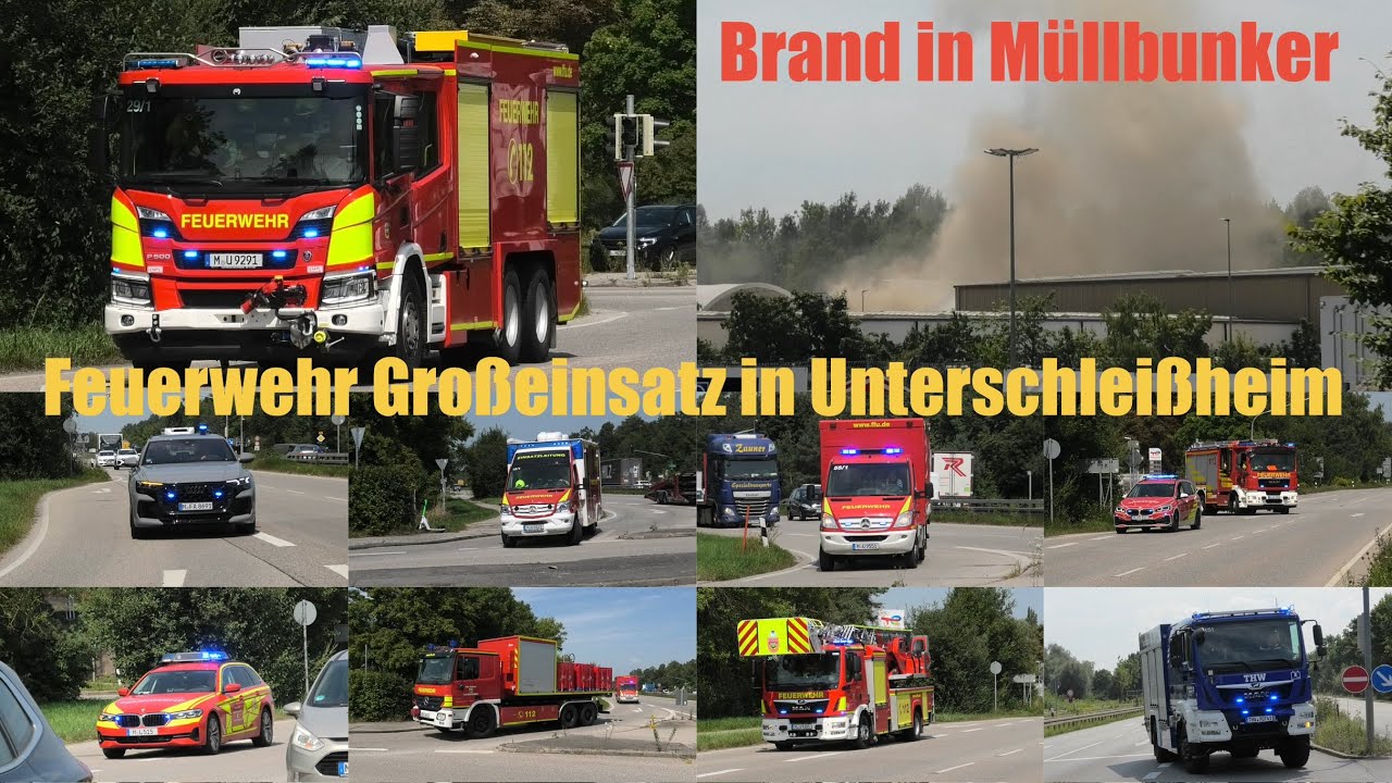 Feuerwehr Großeinsatz in Unterschleißheim [Brand in Entsorgungsfirma]