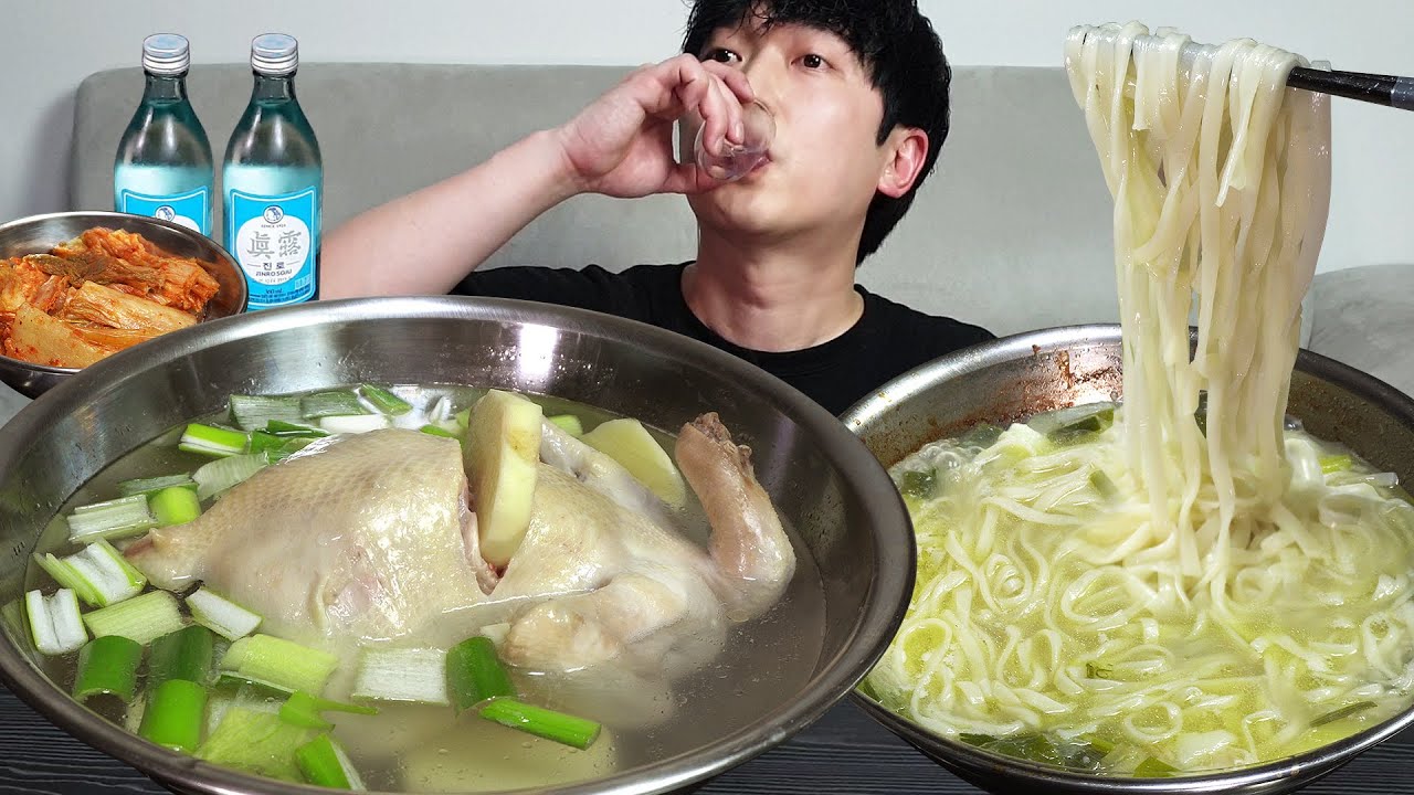 Вкусный куриный суп! Добавить лапши 🐓🍜 MUKBANG REALSOUND ASMR Eating Show