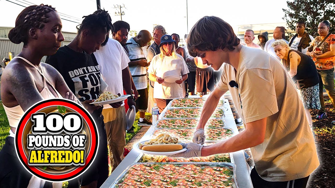 Cooking 100 Pounds Of Alfredo For The Homeless!