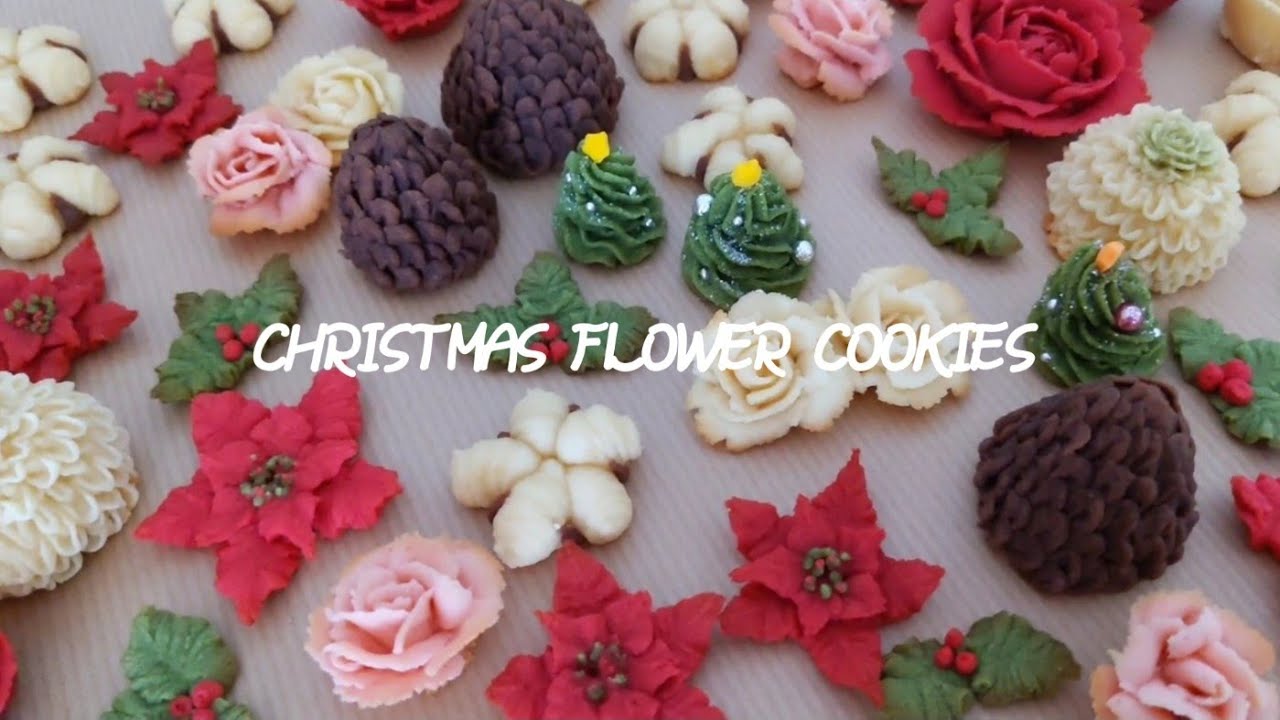 クリスマスフラワークッキー Christmas flower cookies
