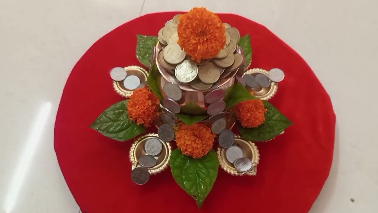 Laxmi pujan decoretion #urali made coins decoretion ideas#diwali#danteras #leatest #dhantrayodashi 🪔
