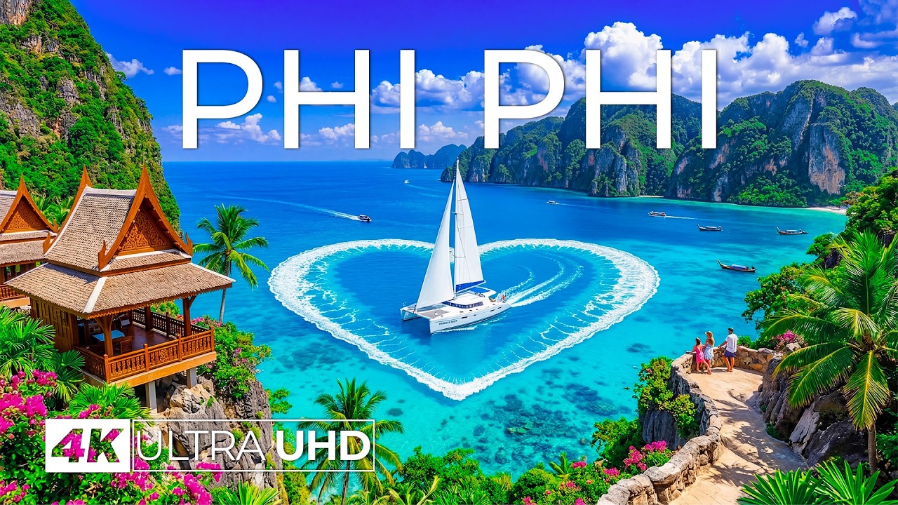 [4K] Phi Phi Islands 🇹🇭 Dreamy Island Views, Emerald Waters & Stunning Coastal Scenery