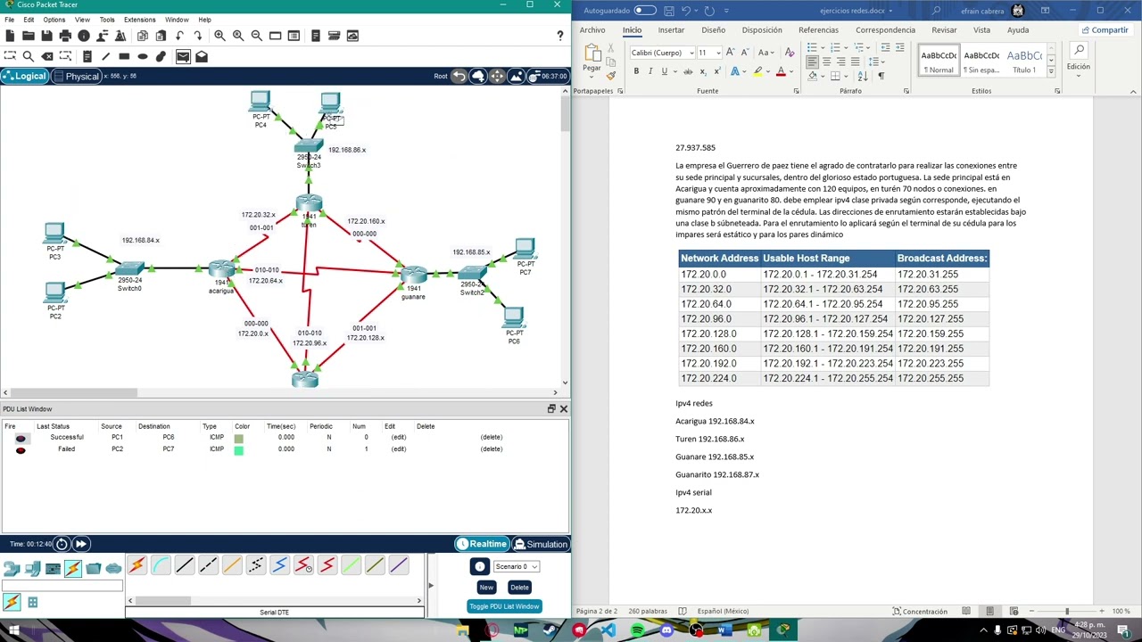 Enrutamiento Estatico 4 routers packet tracer con rutas alternas