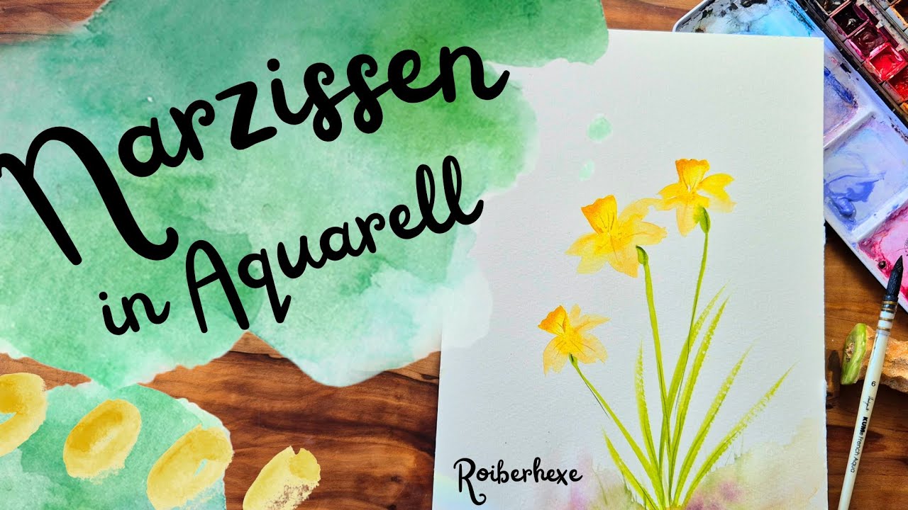 Lockere Narzissen mit Aquarell malen, Schritt für Schritt 🌼 kleines Gewinnspiel für 10K