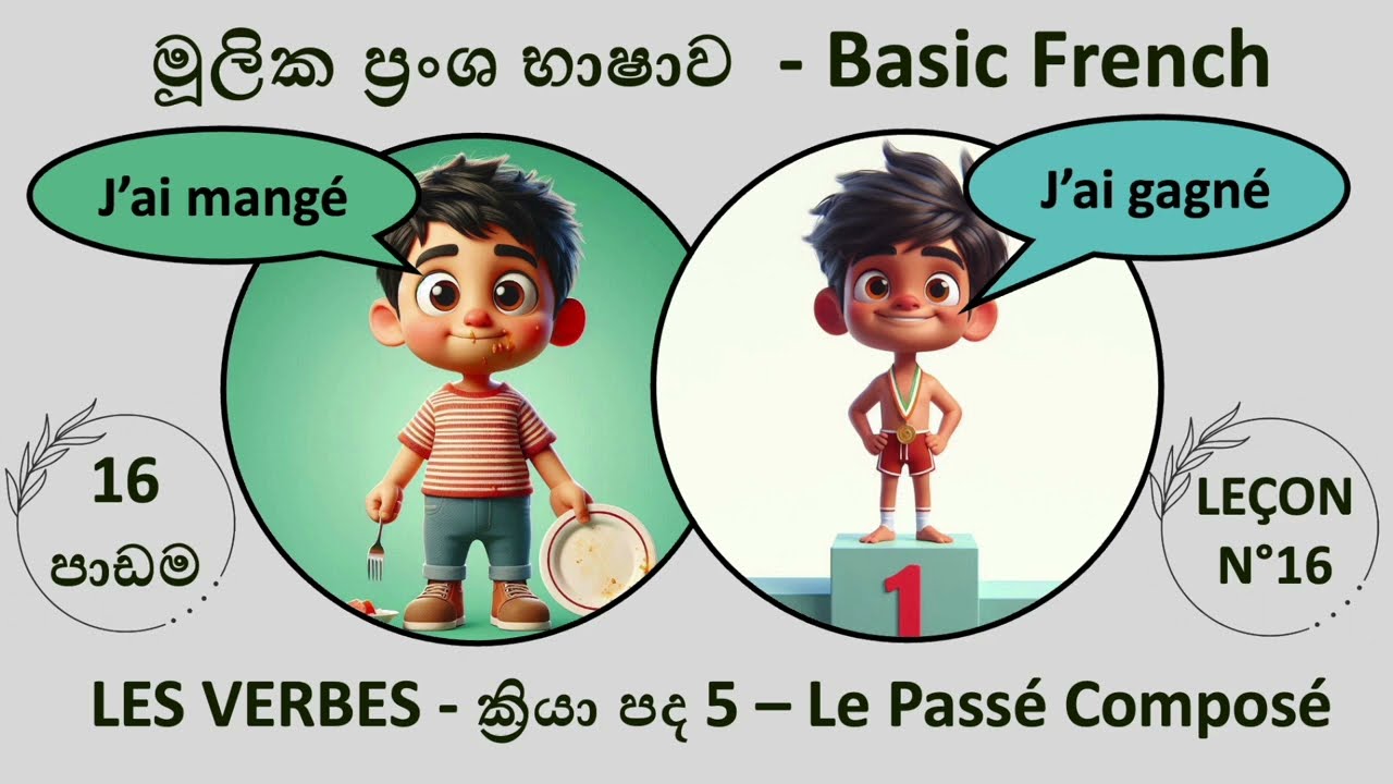Learn Basic French in Sinhala - Lesson 16: Le Passé Composé -Talking about the Past in French PART 1