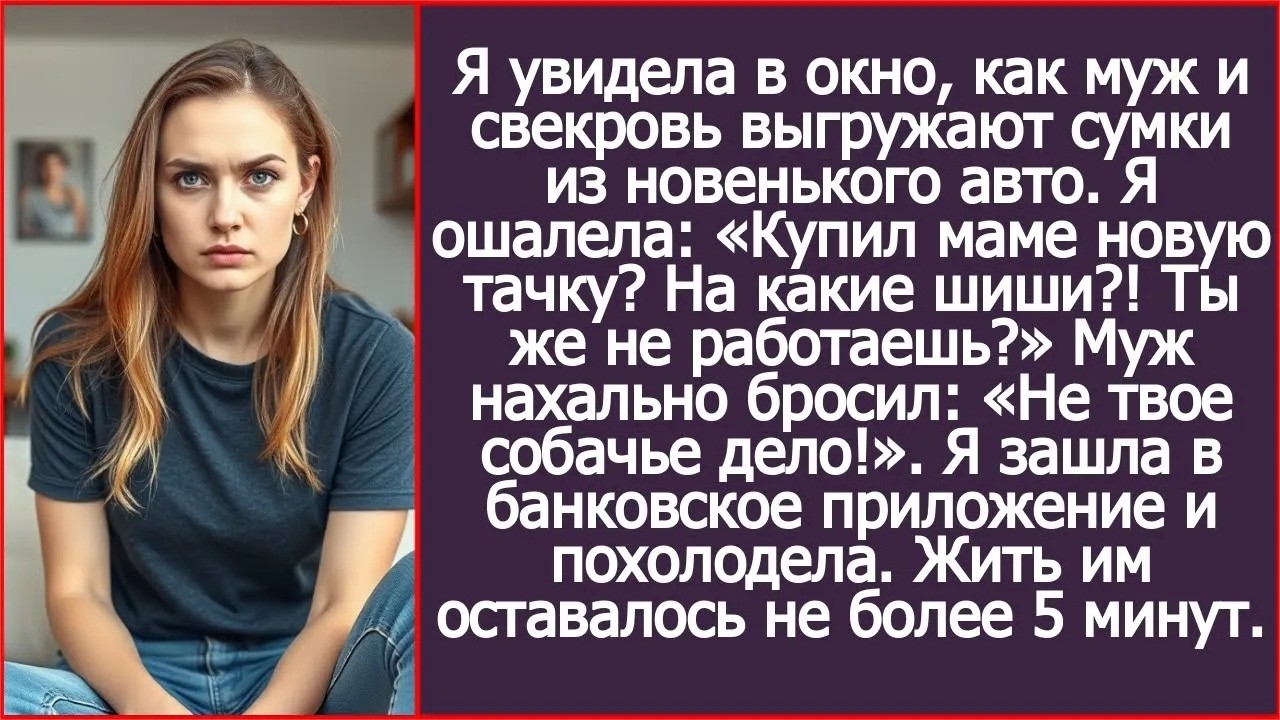 «Купил маме новую машину？ На какие деньги？ Ты же не работаешь？» Муж ответил： «Не твое собачье дело!»