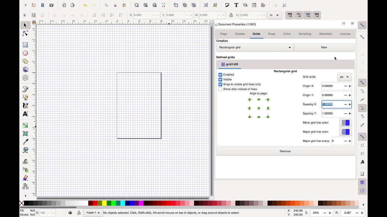 Creating a Grid in Inkscape for Sprite Sheets