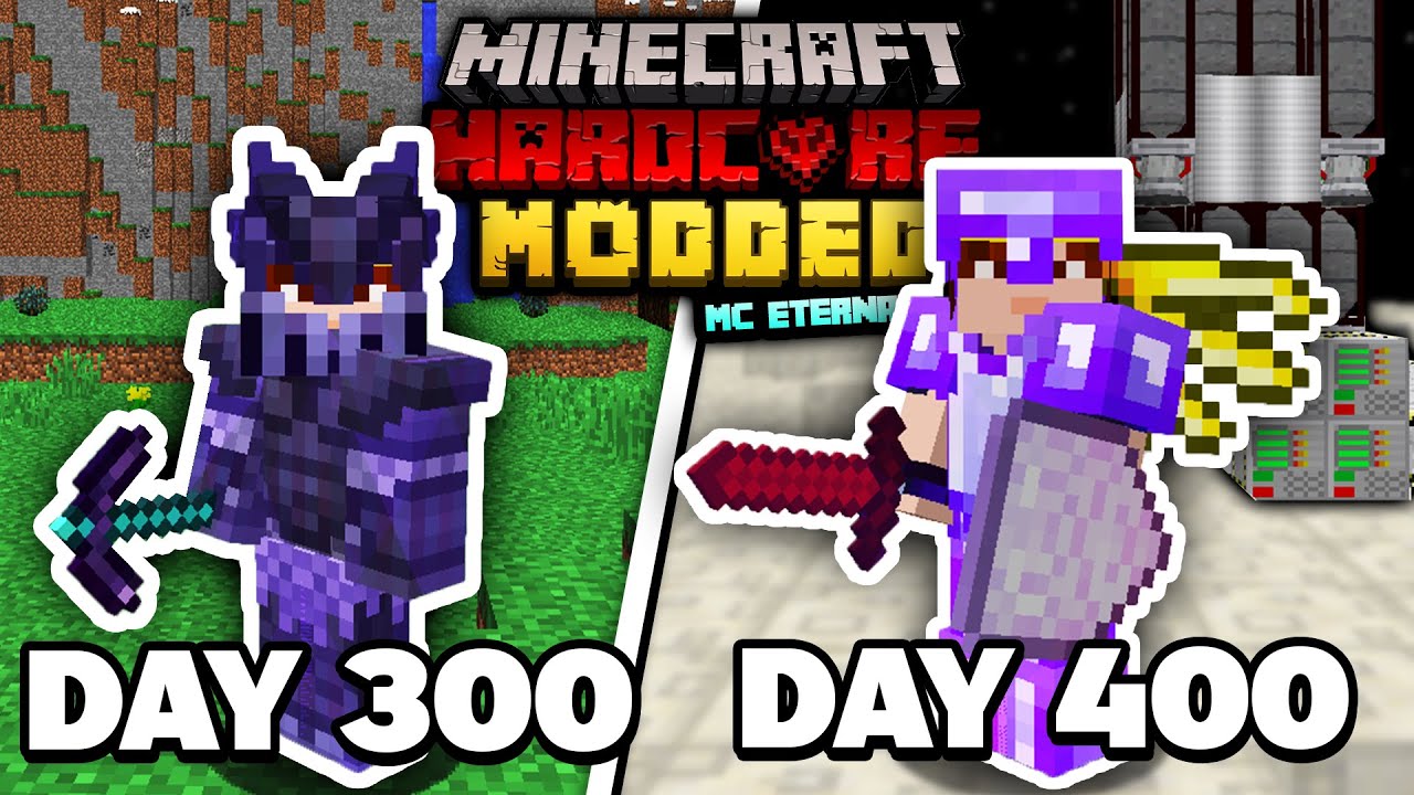 Я выжил 400 дней в Minecraft с модами HARDCORE