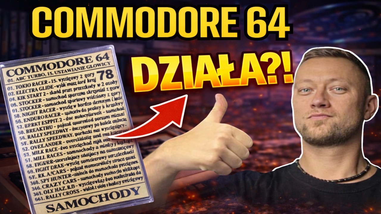 Test  oryginalnej prackiej kasety z grami  do Commodore 64 kaseta nr 78 - SAMOCHODY!