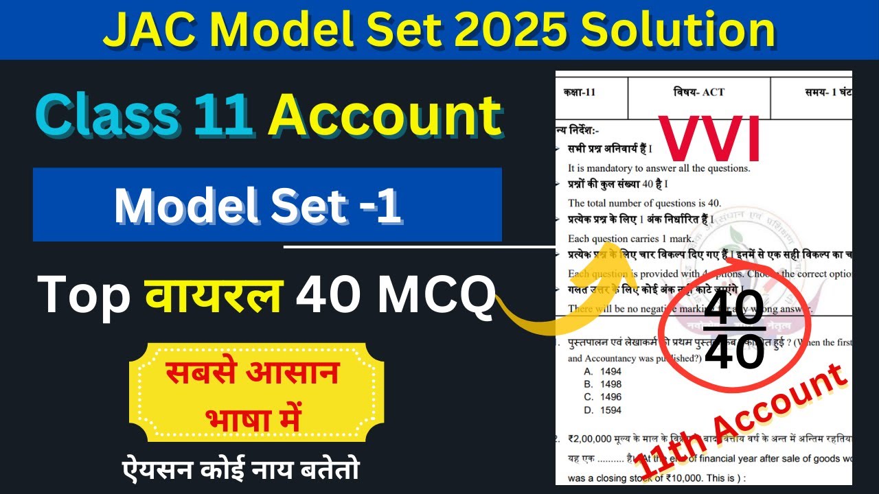 Accountancy Class 11 Objective Question Answer in Hindi & English | 11th Accounts MCQ Questions|