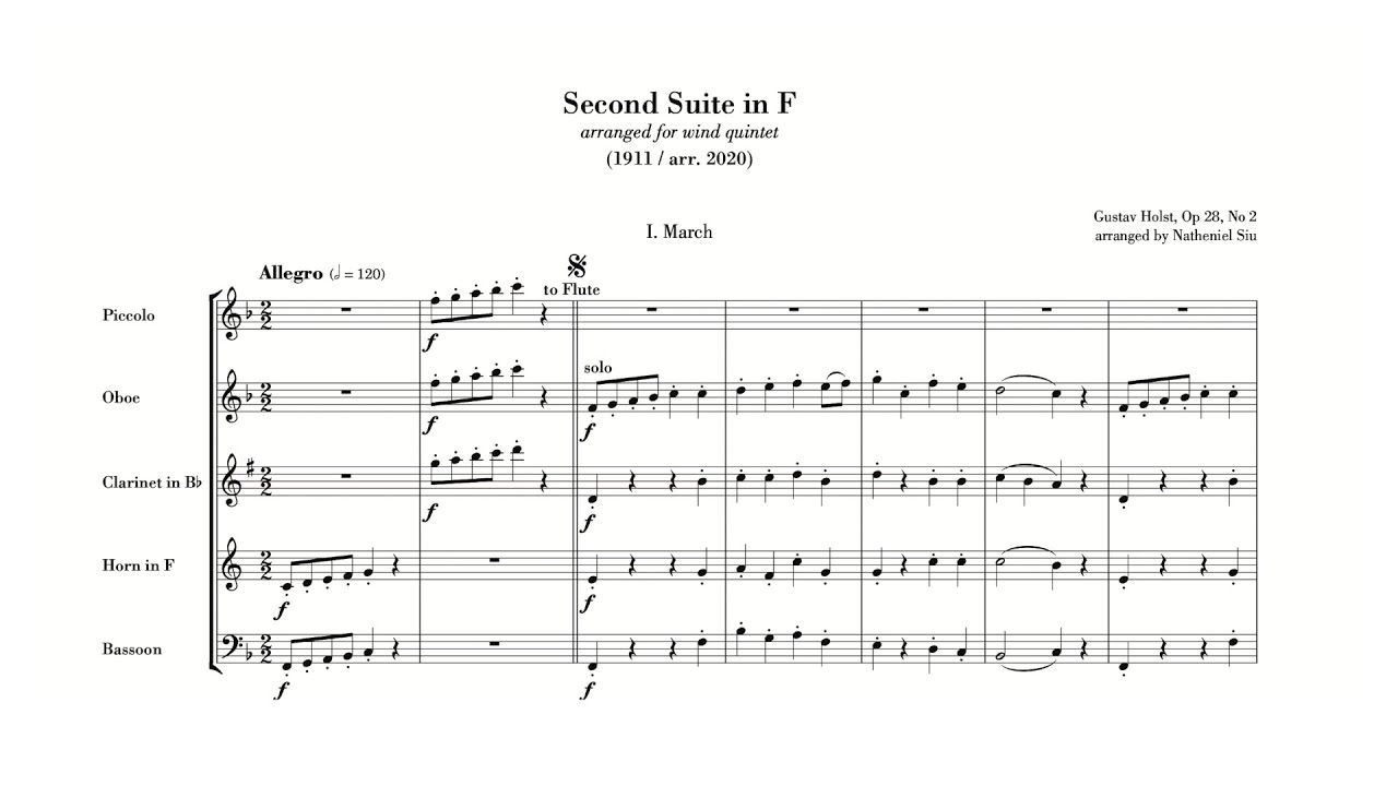 Holst: Second Suite in F (arr. wind quintet)