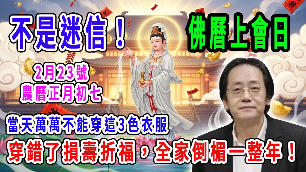 不是迷信！2月23號，農曆正月初七，「佛曆上會日」，當天萬萬不能穿這3色衣服，穿錯了損壽折福，全家倒楣一整年！