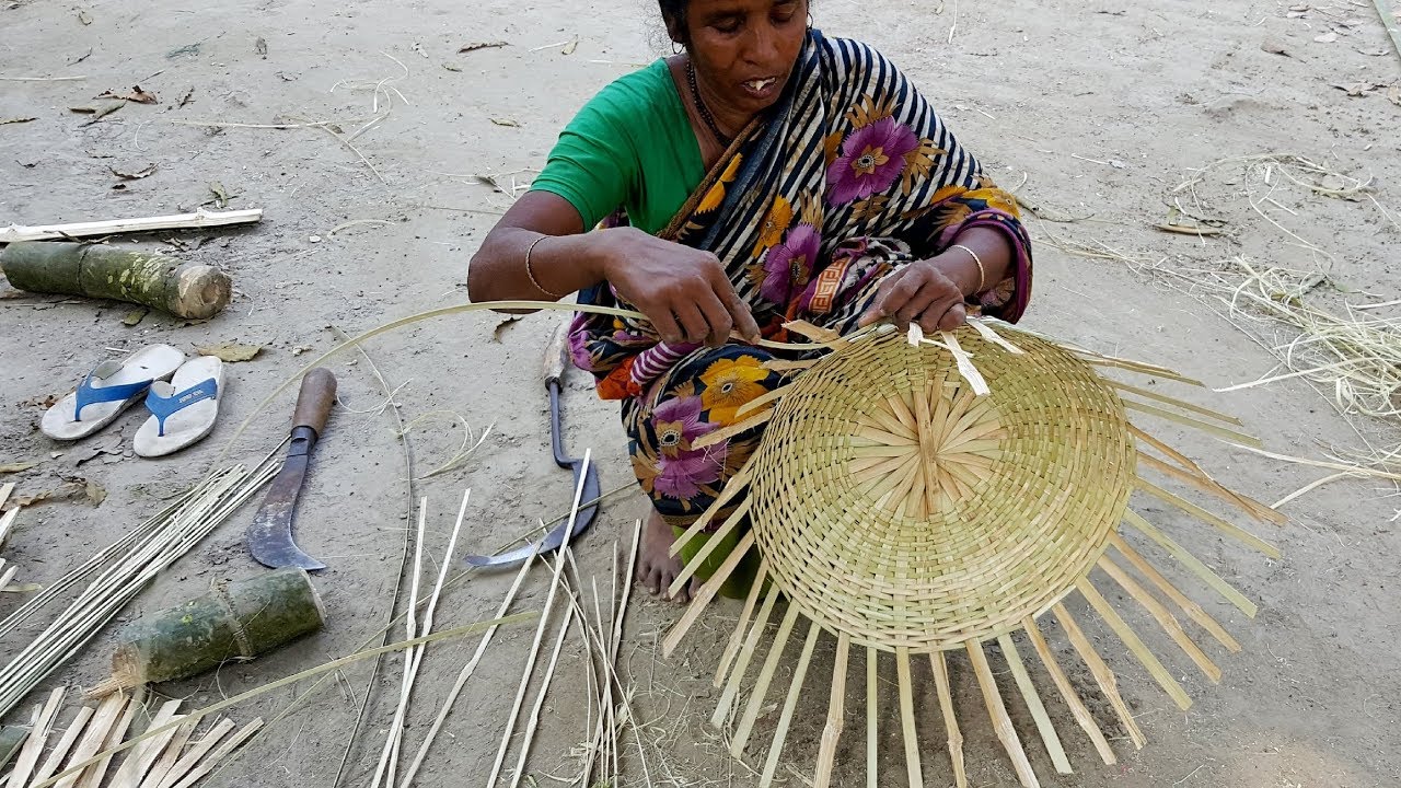 Bamboo Basket Making By Woman - She Make Daily 5-6 Basket To Support Her Mad Husband & Family