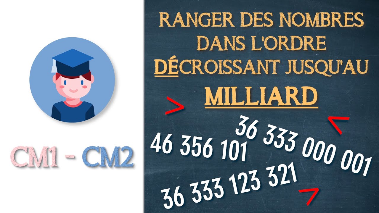 Ranger des nombres dans l'ordre DÉCROISSANT jusqu'au milliard - CM1 CM2 - Petits Savants
