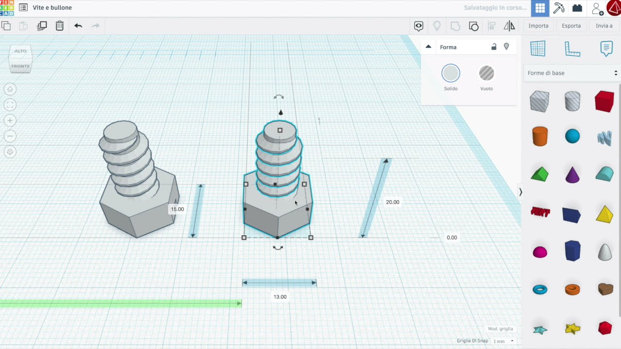 Tutorial vite e bullone - Tinkercad