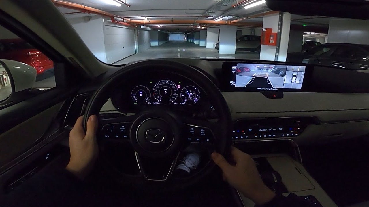2023 Mazda CX-60 [2.5 e-Skyactiv PHEV, 328 HP] POV driving at night (Ambient light)  #56 CARiNIK