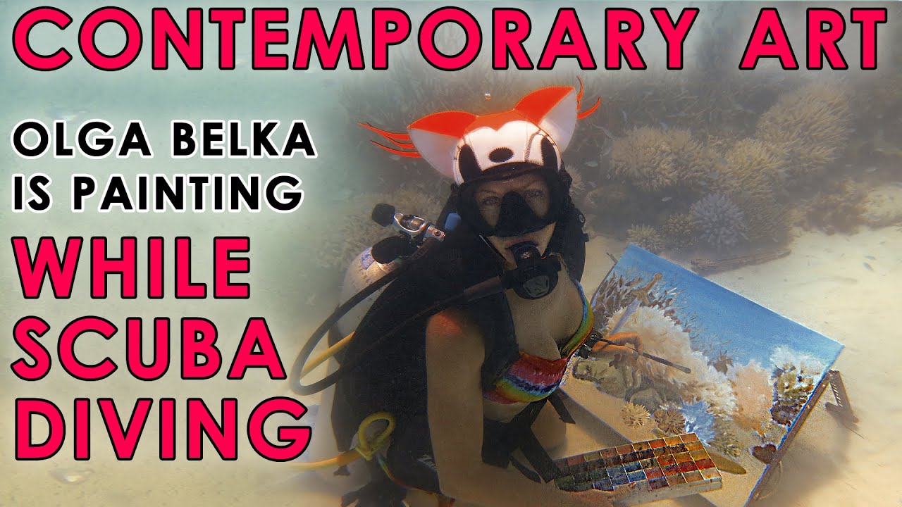This is real Modern art. The unique artist Olga Belka is PAINTING UNDERWATER. Contemporary art