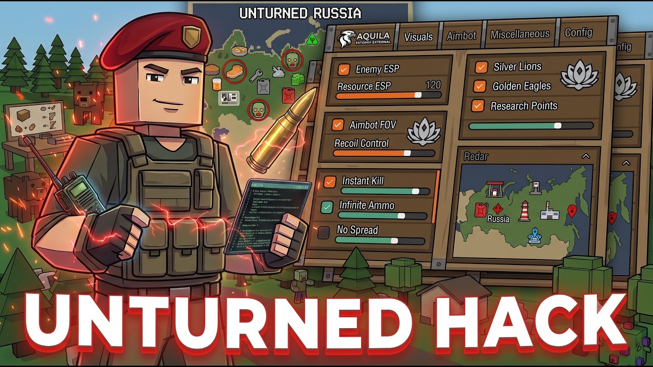 Unturned чит 2026: Бесплатный Aimbot + ESP Wallhack скачать