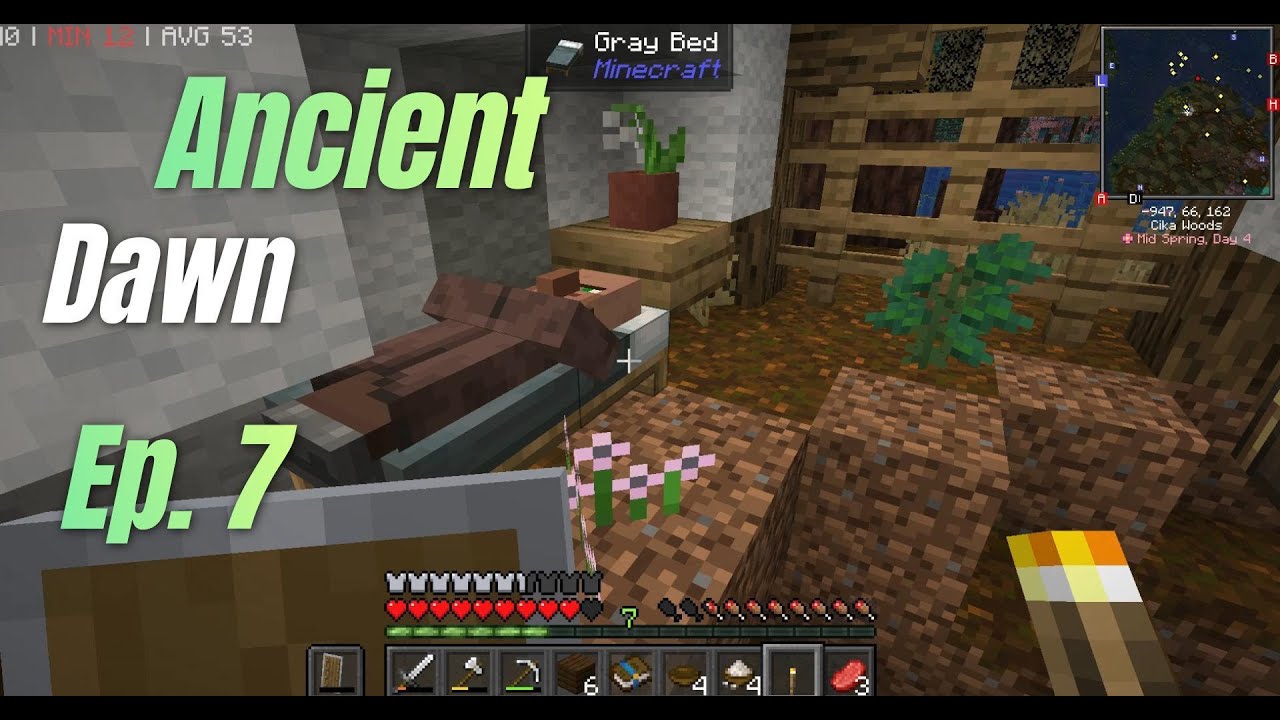 A Bed! FINALLY Ep 7  (Ancient Dawn Minecraft Modpack)