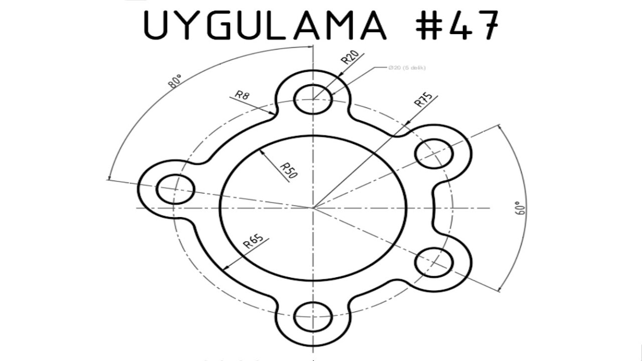 Autocad 2 Boyutlu Çizim  Uygulaması #47