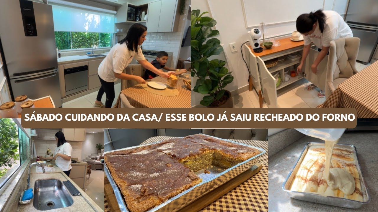 VLOG DE SÁBADO:cuidei da casa, fiz café da manhã pros meninos e esse BOLO DE BANANA ficou perfeito! 