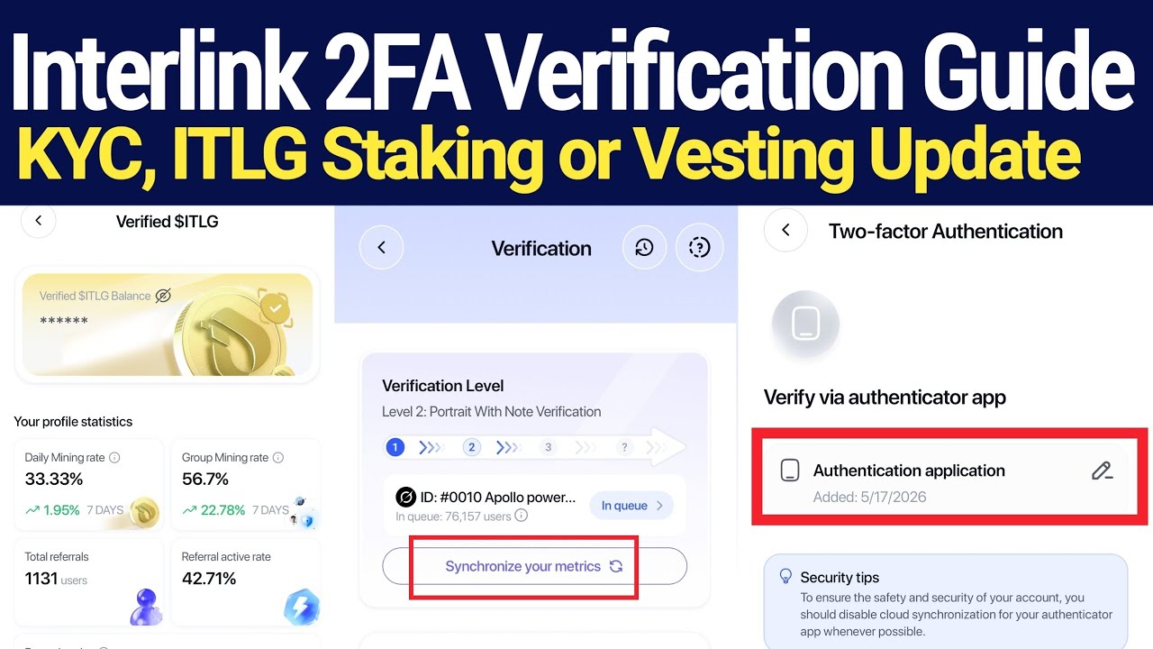 Interlink Network 2FA Verification Guide | Pending KYC & Verified ITLG Staking + Vesting Update