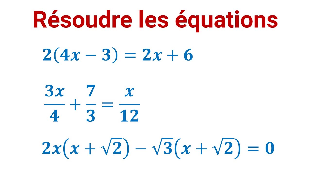 EXERCICE 1 : Résoudre une équation du premier degré à une inconnue ► 3ÈME ANNÉE COLLÈGE - 3APIC BIOF