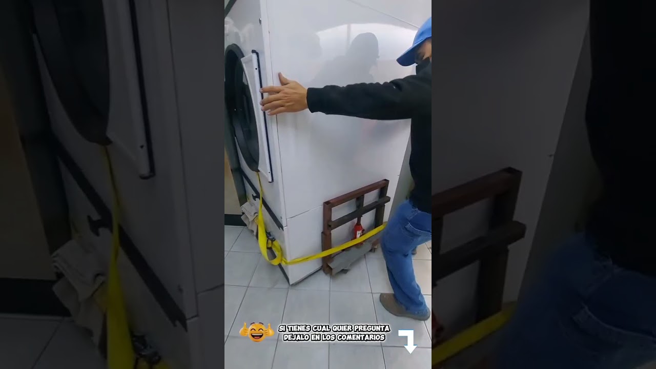 Un invento para mover una secadora grande y pesada, y reparando una pared.