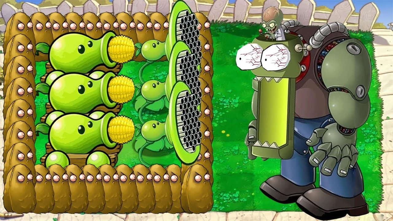 Plants vs Zombies hack || 3 Cob Cannon 99 Gatling Pea vs 999 Giga Gargantuar Zombie Dr Zomboss
