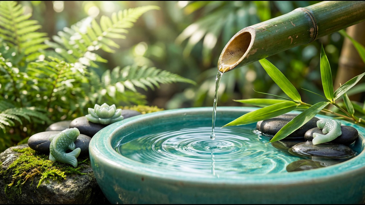 Фонтан из бамбука для глубокого сна с музыкой 🌿 Облегчение бессонницы, тревоги и депрессии, спокойн
