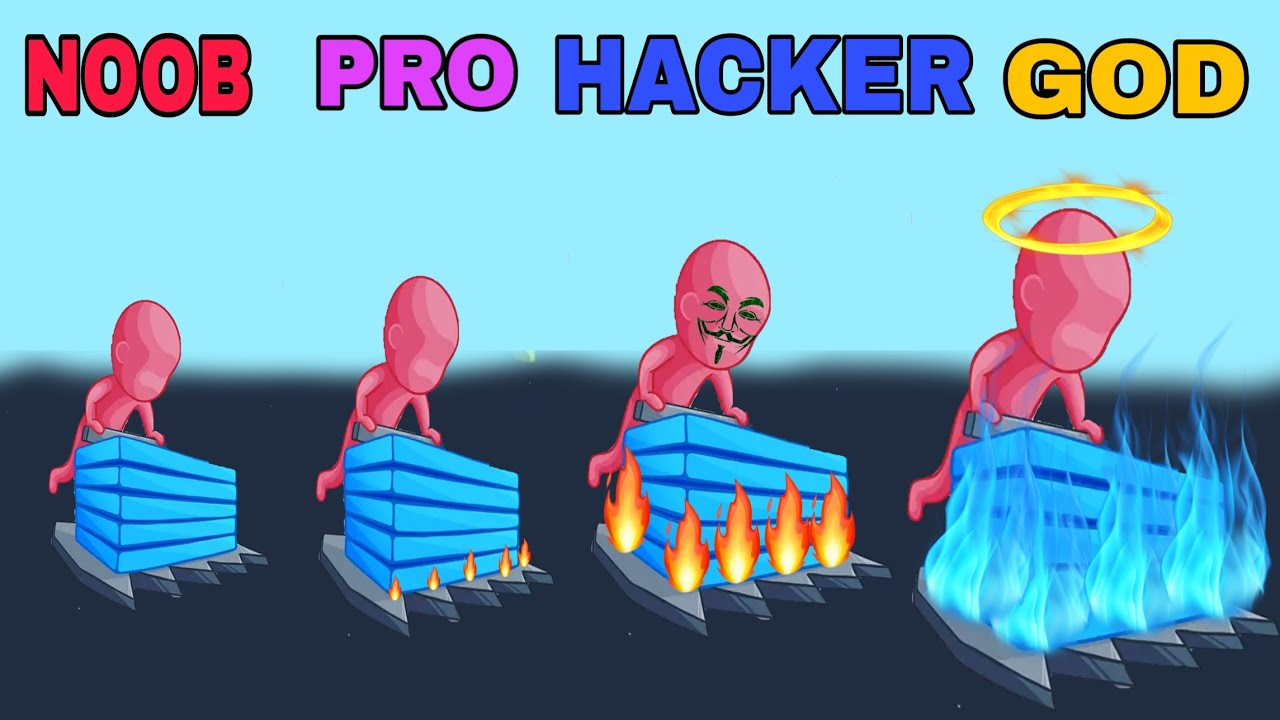 NOOB VS PRO VS HACKER VS GOD in Stack Color