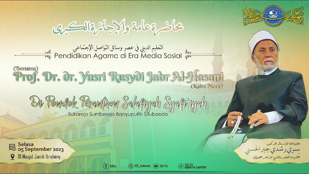 [🔴] Pendidikan Agama di Era Media Sosial Bersama Prof. Dr. dr. Yusri Rusydi Jabr Al-Hasani || S3 TV