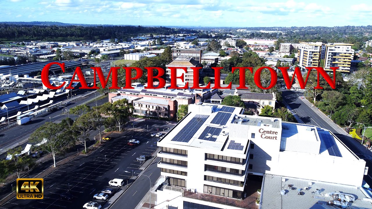 CAMPBELLTOWN, снятый с помощью дрона в Новом Южном Уэльсе, Австралия (4K, 30 кадров в секунду).