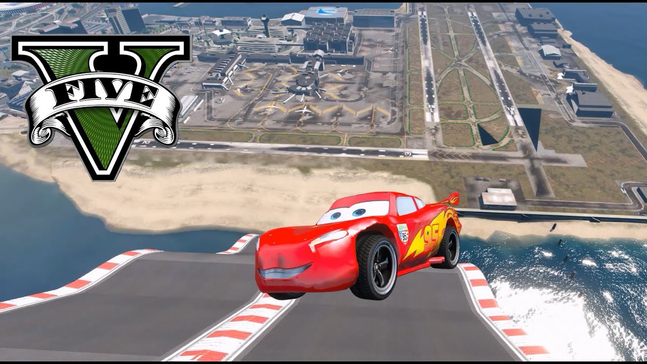 GTA 5: Lightning McQueen and friends - Vertical Speed Bump SMASH | City Cruise