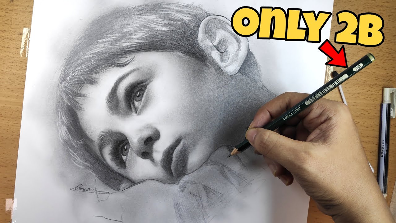 Realistic Portrait Drawing ( Just a 2B Pencil )